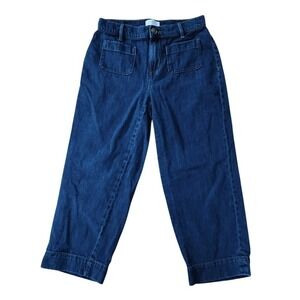 Loft Outlet Petite High Rise Wide Leg Jeans Dark Wash Blue Size 25 0P Pocket 150